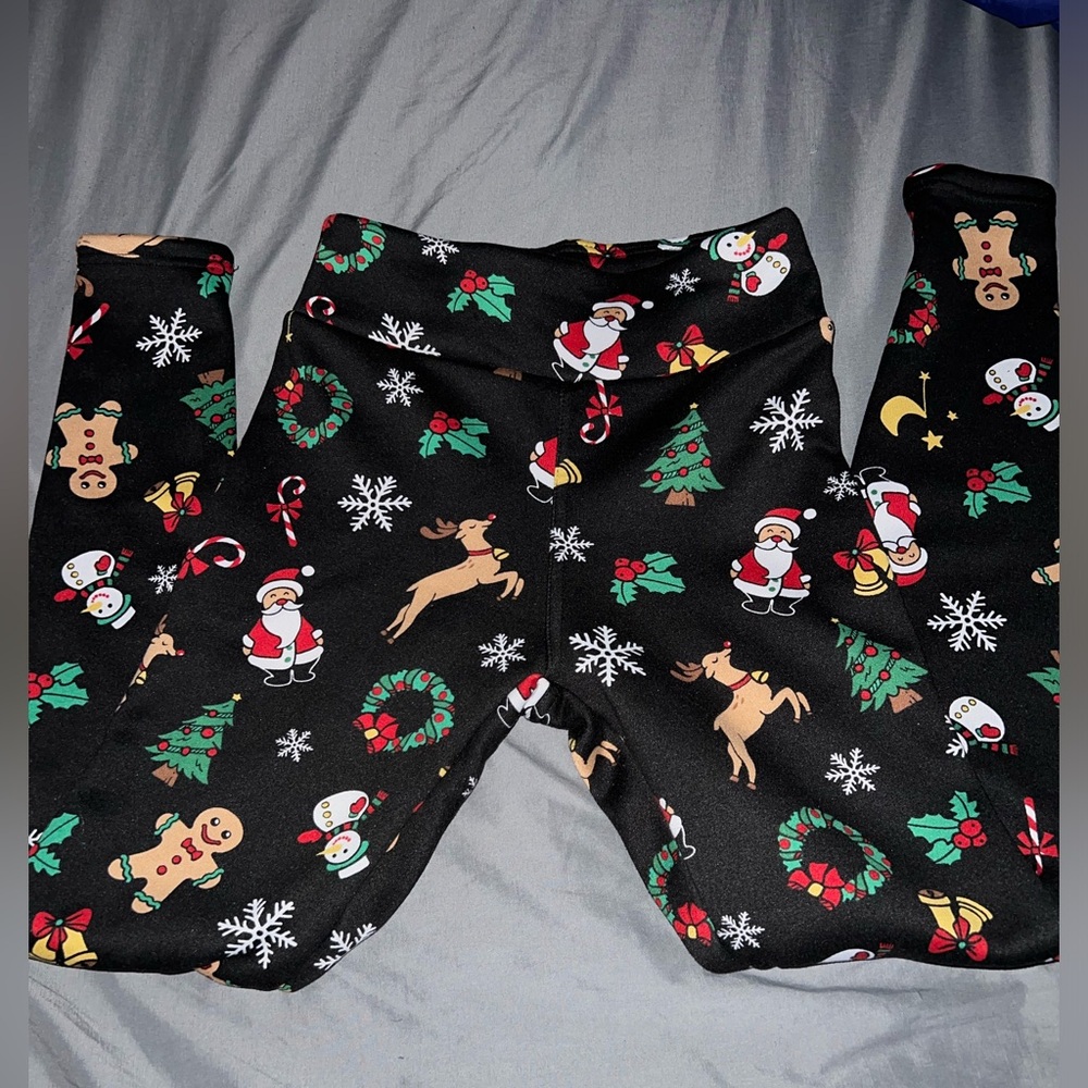 Christmas Print Skinny Leggings, Elastic Waist Stretchy Leggings, Women's.